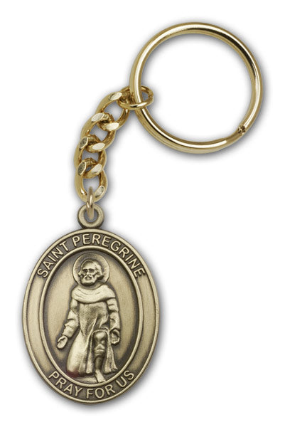 Antique Gold Saint Peregrine Keychain