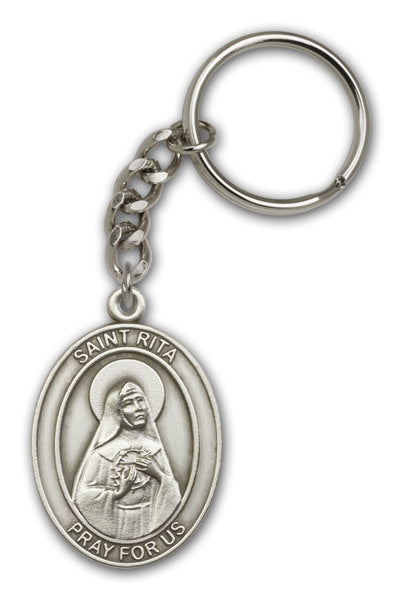 Antique Silver Saint Rita of Cascia Keychain