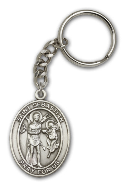 Antique Silver Saint Sebastian Keychain