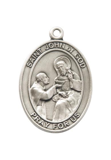 Silver Oxide Saint John of God Keychain