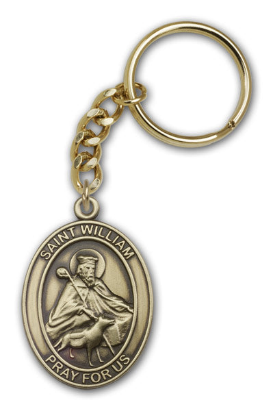 Antique Gold Saint William Keychain