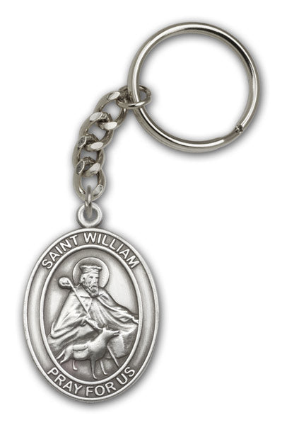Antique Silver Saint William Keychain
