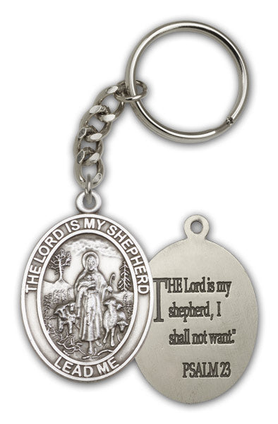 Antique Silver Lord Is My Shepherd Keychain
