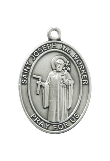 Silver Oxide Saint Joseph the Worker Keychain