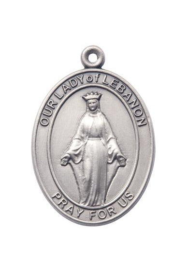 Silver Oxide Our Lady of Lebanon Keychain