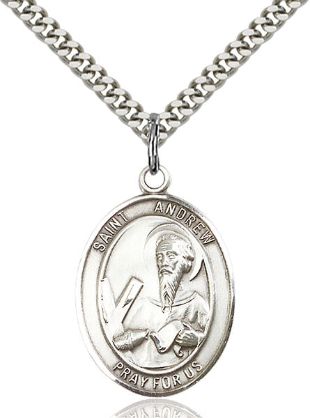 Sterling Silver Saint Andrew the Apostle Necklace Set