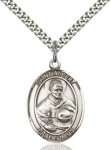 Sterling Silver Saint Albert the Great Necklace Set