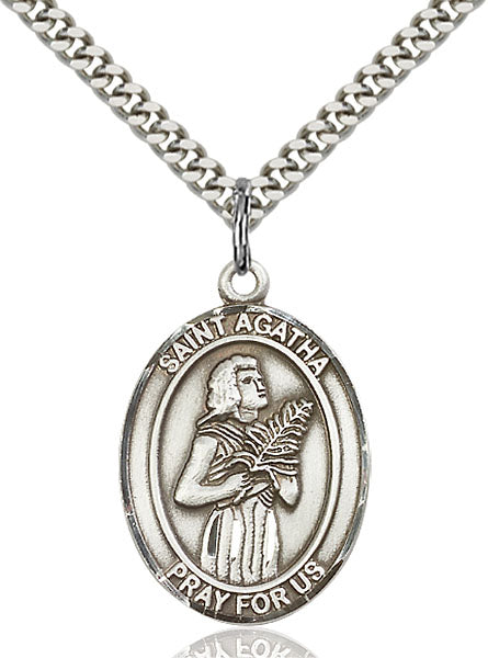 Sterling Silver Saint Agatha Necklace Set