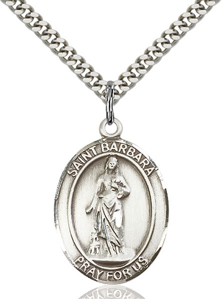 Sterling Silver Saint Barbara Necklace Set