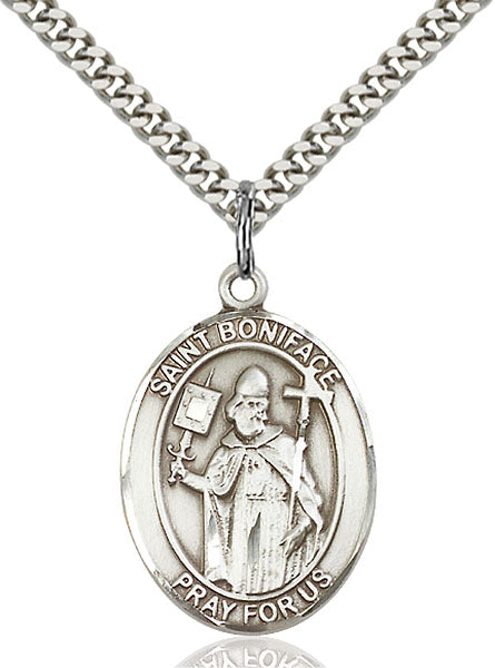 Sterling Silver Saint Boniface Necklace Set