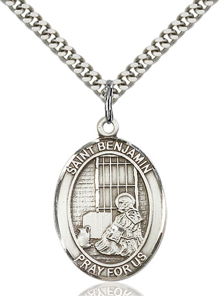 Sterling Silver Saint Benjamin Necklace Set