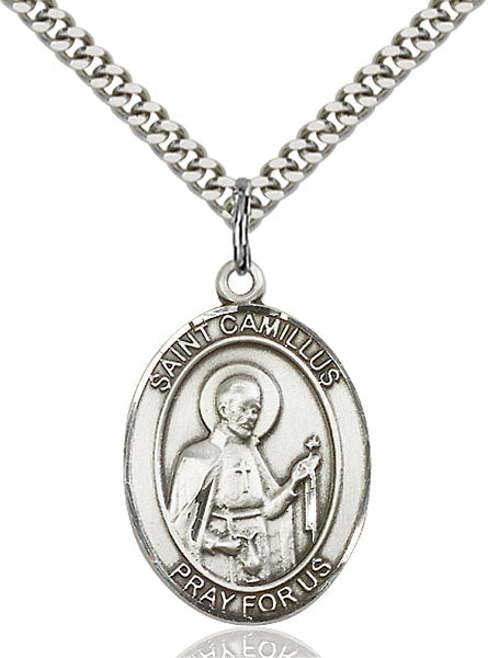 Sterling Silver Saint Camillus of Lellis Necklace Set
