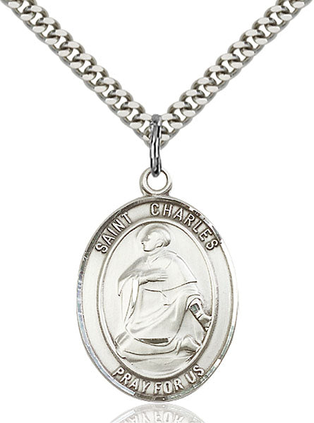 Sterling Silver Saint Charles Borromeo Necklace Set