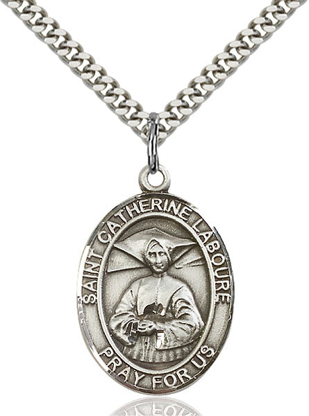 Sterling Silver Saint Catherine Laboure Necklace Set