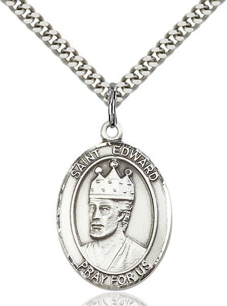 Sterling Silver Saint Edward the Confessor Necklace Set