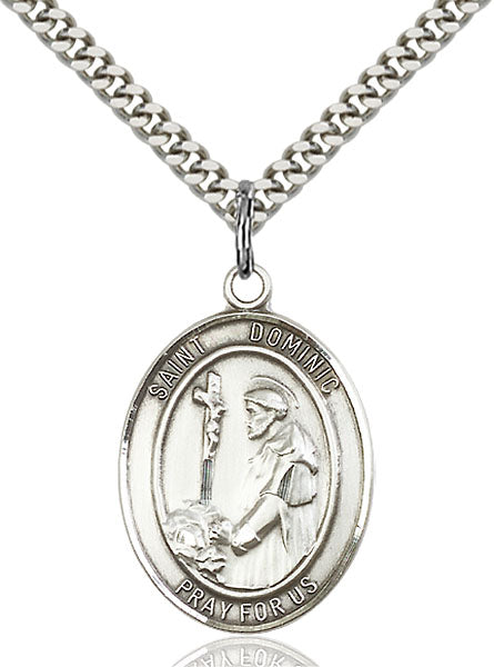 Sterling Silver Saint Dominic de Guzman Necklace Set