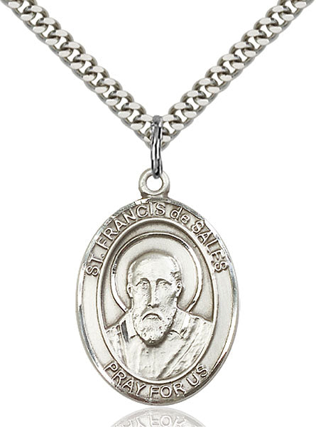Sterling Silver Saint Francis de Sales Necklace Set