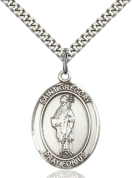 Sterling Silver Saint Gregory the Great Necklace Set