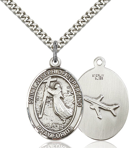 Sterling Silver Saint Joseph Of Cupertino Necklace Set