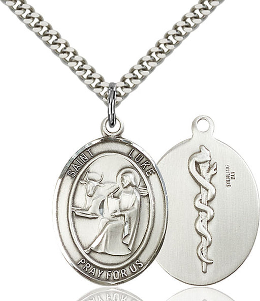 Sterling Silver Saint Luke the Apostle Necklace Set