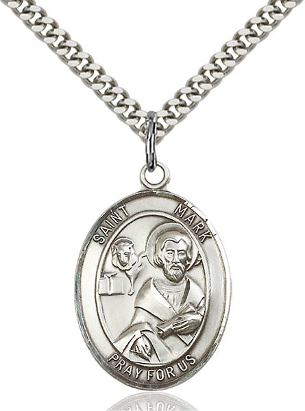 Sterling Silver Saint Mark the Evangelist Necklace Set
