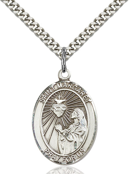 Sterling Silver Saint Margaret Mary Alacoque Necklace Set