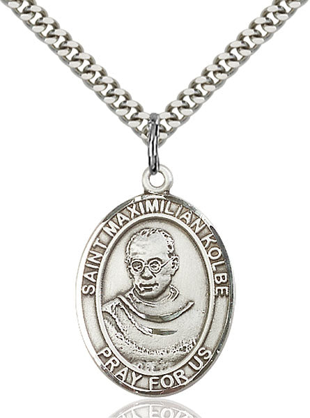 Sterling Silver Saint Maximilian Kolbe Necklace Set