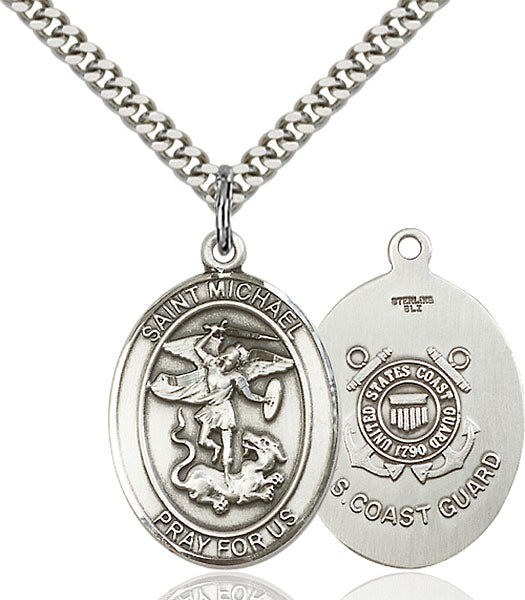 Sterling Silver Saint Michael the Archangel Necklace Set