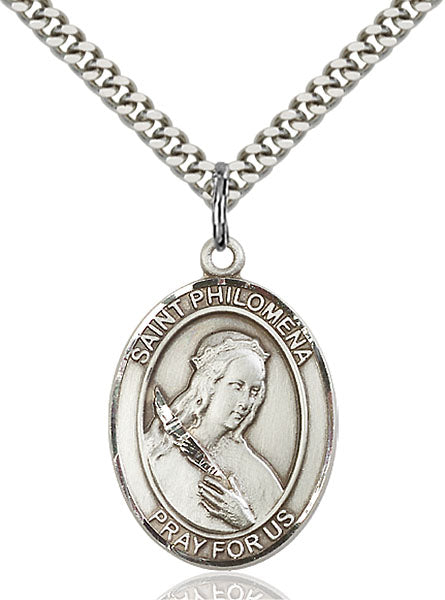 Sterling Silver Saint Philomena Necklace Set