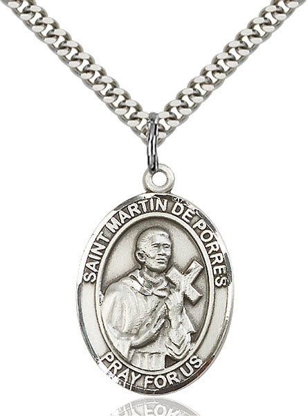 Sterling Silver Saint Martin de Porres Necklace Set