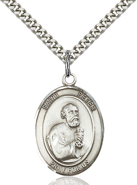 Sterling Silver Saint Peter the Apostle Necklace Set