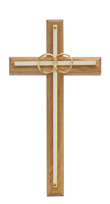 8 Oak with White Wedding Cross-inch