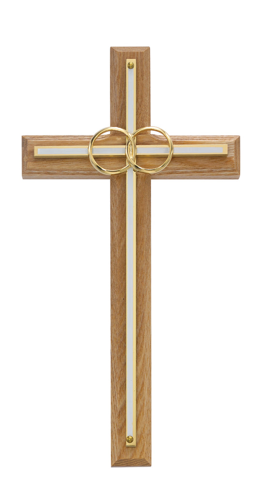 8 Oak with White Wedding Cross-inch