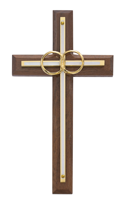 6 1/2-inch Waln/White Wedding Cross-inch