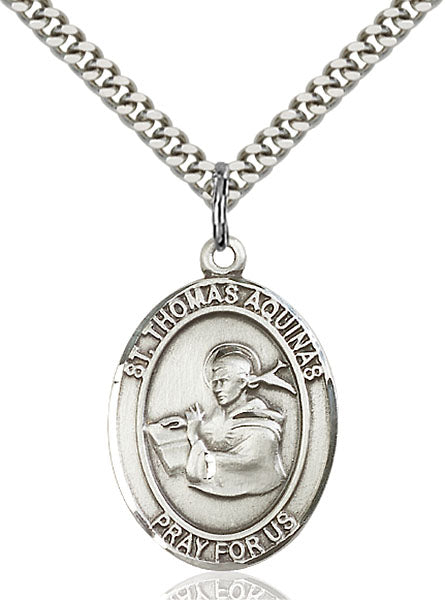 Sterling Silver Saint Thomas Aquinas Necklace Set