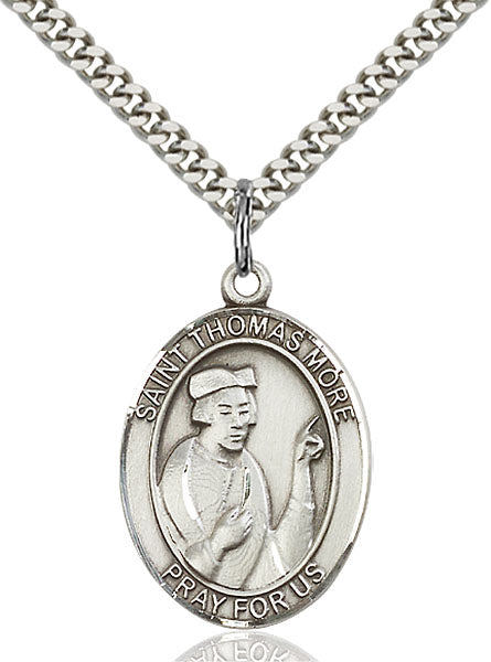 Sterling Silver Saint Thomas More Necklace Set