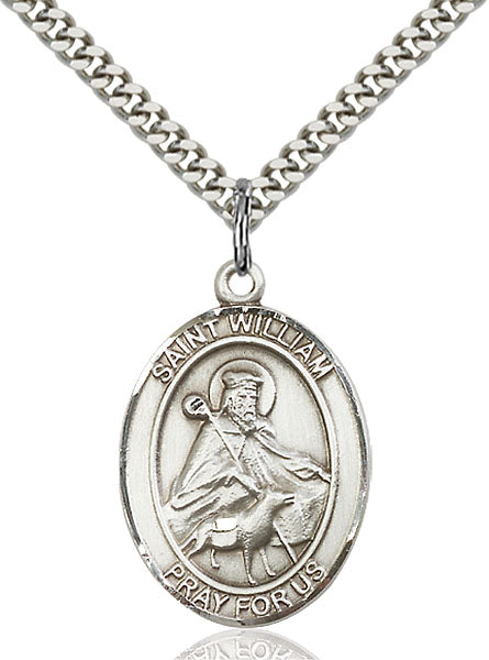 Sterling Silver Saint William of Rochester Necklace Set