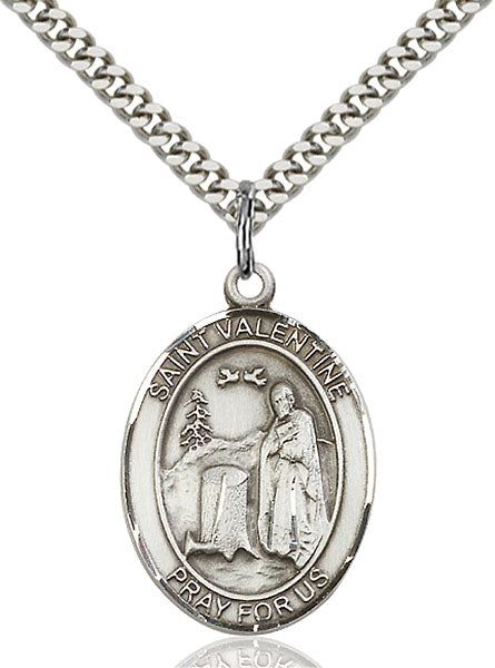 Sterling Silver Saint Valentine of Rome Necklace Set