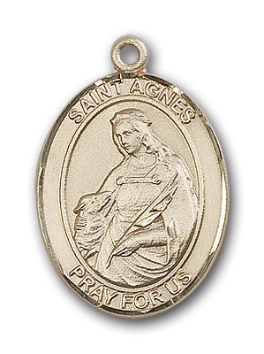 14K Gold Saint Agnes of Rome Pendant