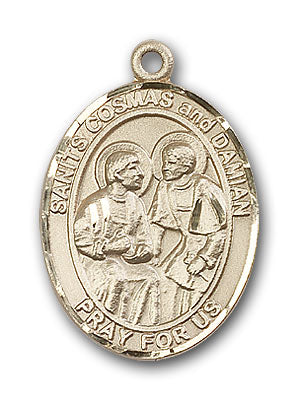 14K Gold Sts. Cosmas and Damian Pendant