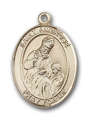 14K Gold Saint Ambrose Pendant
