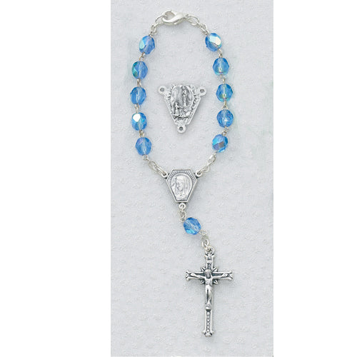 Blue Lourdes Auto Rosary