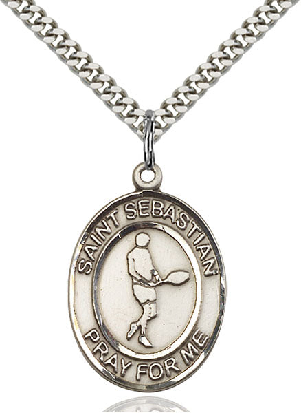 Sterling Silver Saint Sebastian Necklace Set