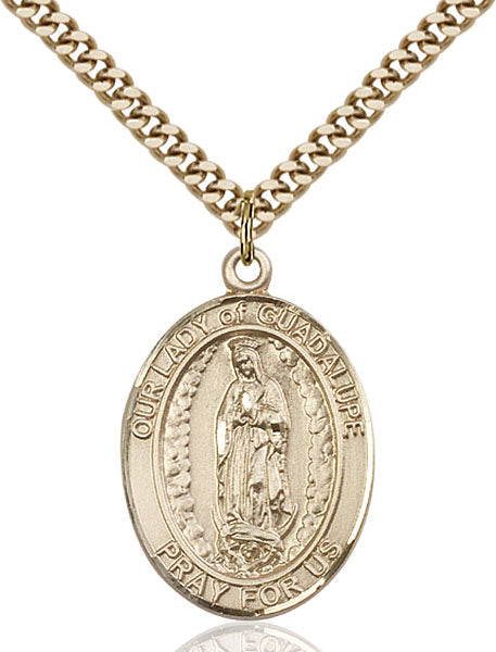 ▽ Medal Our Lady of Guadalupe | Gold & Green Garnet – Albert Hern