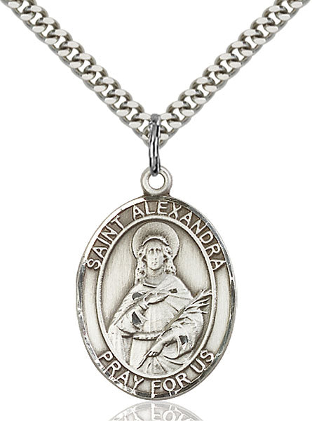Sterling Silver Saint Alexandra Necklace Set