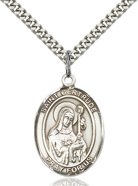 Sterling Silver Saint Gertrude of Nivelles Necklace Set