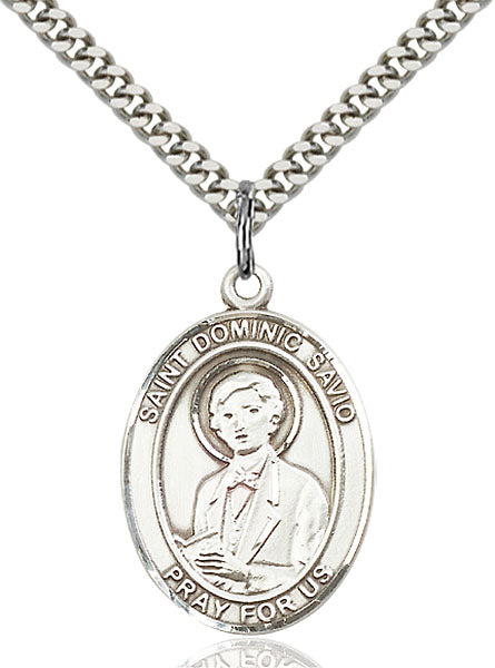Sterling Silver Saint Dominic Savio Necklace Set