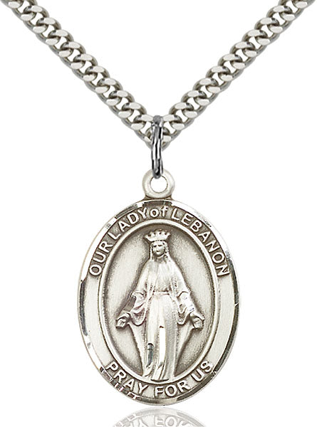 Sterling Silver Our Lady of Lebanon Necklace Set