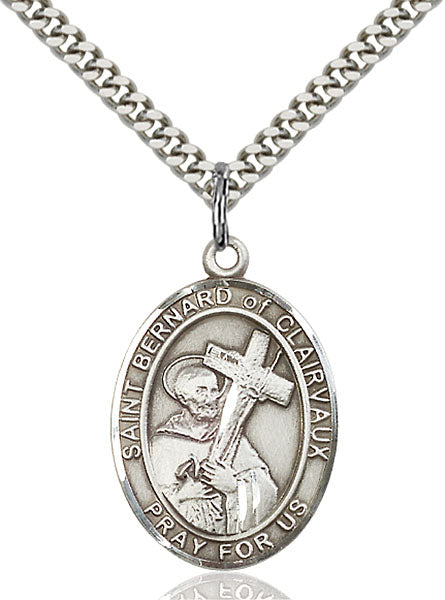 Sterling Silver Saint Bernard of Clairvaux Necklace Set
