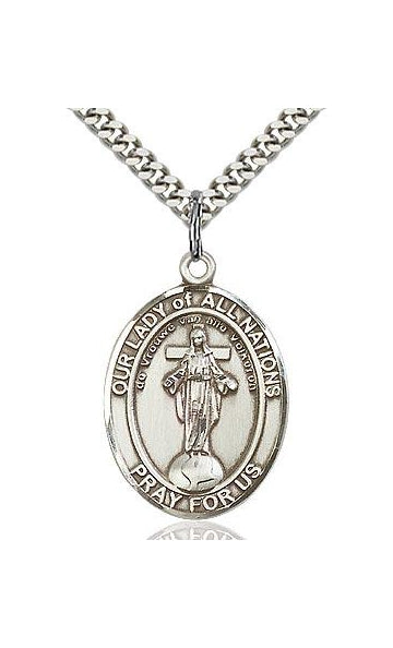 Pewter Our Lady of All Nations Pendant